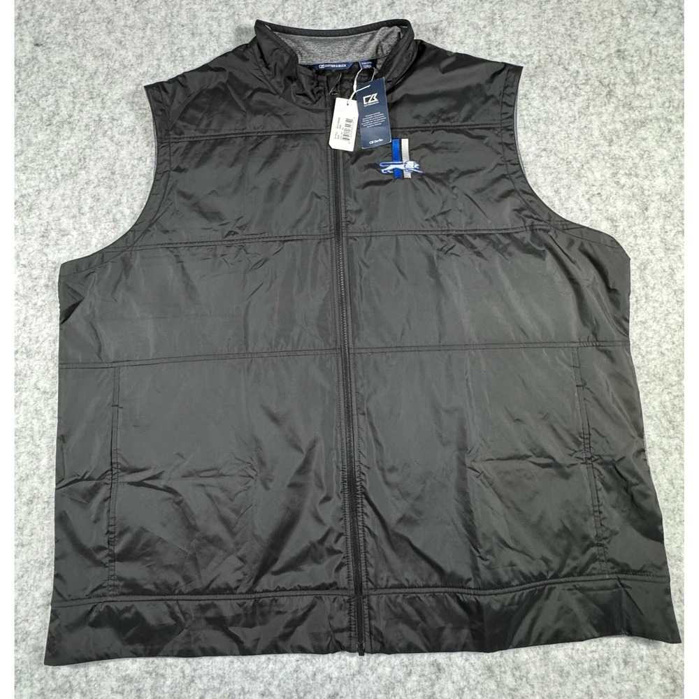 Detroit Lions Vest Mens 4XL Black NFL Football Cutter & Buck CB DryTec Full Zip
